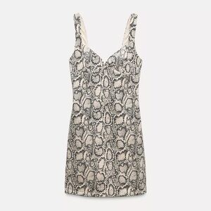 ZARA Snakeskin Print Slip Dress